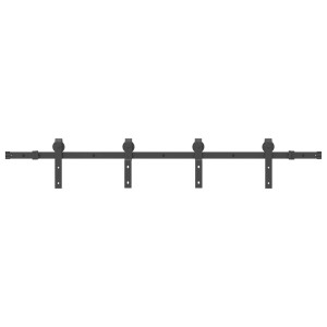 Set Feronerie Pentru Ușă Glisantă, Negru, 183 Cm, Oțel