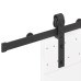 Set Feronerie Pentru Ușă Glisantă, Negru, 183 Cm, Oțel