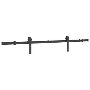 Set Feronerie Pentru Ușă Glisantă, Negru, 183 Cm, Oțel