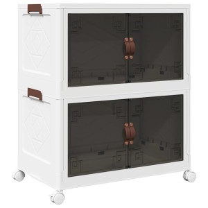 Cutie De Depozitare Stivuită Cu Roți 2 Niveluri 75 L 64X40X76Cm