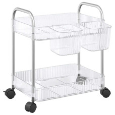 Cărucior De Depozitare Cu 2 Niveluri Transparent Acrilic