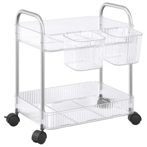 Cărucior De Depozitare Cu 2 Niveluri Transparent Acrilic