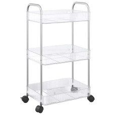 Cărucior De Depozitare Cu 3 Niveluri Transparent Acrilic