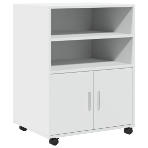 Dulap Cu Roți, Alb, 60X48X81 Cm, Lemn Prelucrat