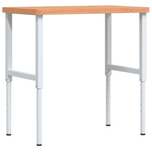 Banc De Lucru 100X60X(73-99,5) Cm Lemn Masiv Fag Dreptunghiular