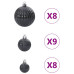 Baldouri De Crăciun 100 Buc Negru Ø3/4/6 Cm