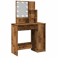 Masă De Toaletă Cu Led, Lemn Vechi, 86,5X35X136 Cm