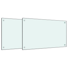 Panou Antistropi Bucătărie 2 Buc. Alb 70X40Cm Sticlă Securizată