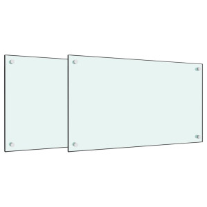 Panou Antistropi Bucătărie 2 Buc. Alb 70X40Cm Sticlă Securizată