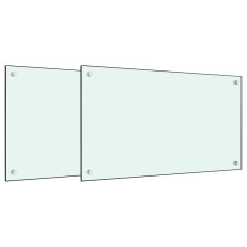 Panou Antistropi Bucătărie 2 Buc. Alb 70X60Cm Sticlă Securizată