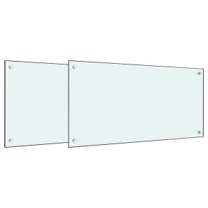 Panou Antistropi Bucătărie 2 Buc. Alb 80X60Cm Sticlă Securizată