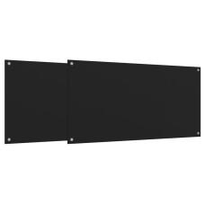 Panou Antistropi Bucătărie 2 Buc. Negru 80X60Cm Sticlă Securiz.