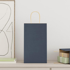 Pungi De Hârtie 250 Buc Cu Mânere Albastre 21X11X36 Cm