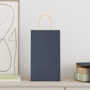 Pungi De Hârtie 250 Buc Cu Mânere Albastre 21X11X36 Cm