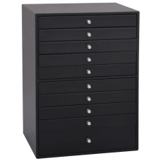 Cutie De Bijuterii 10 Straturi Cu Suport Pentru Ceasuri Negru