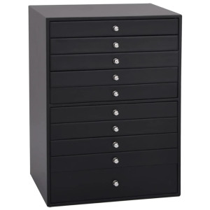 Cutie De Bijuterii 10 Straturi Cu Suport Pentru Ceasuri Negru