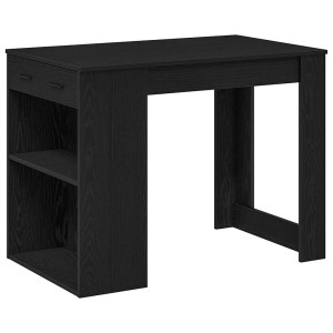 Birou Cu Sertar Raft Stejar Negru 102X62X77,5 Cm Lemn Prelucrat