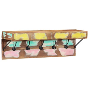 Cuier Cu Raft Maro 73 X 19 X 23 Cm Lemn Masiv Recuperat