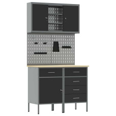 Banc De Lucru Cu Sertar 5 Pcs Negru 100 X 55 X 200 Cm Oțel