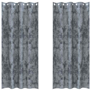 Draperie Cu Perdele 2 Pcs Argintiu 245 X 140 Cm Catifea