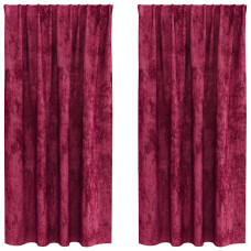 Draperie Cu Perdele 2 Pcs Bordo 175 X 140 Cm Catifea