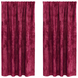 Draperie Cu Perdele 2 Pcs Bordo 175 X 140 Cm Catifea
