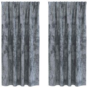 Draperie Cu Perdele 2 Pcs Argintiu 175 X 140 Cm Catifea