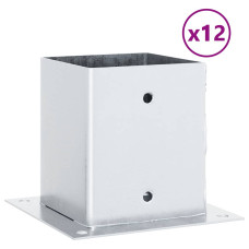 Baze Stâlp Pătrate 12 Buc Argintiu 101X101 Mm Oțel Galvanizat