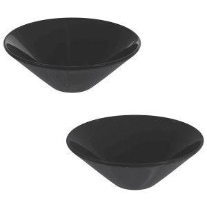 Lavoare 2 Buc Negru Lucios Ø42X14 Cm Ceramic