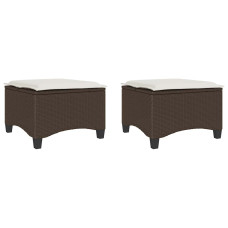 Scaune De Grădină Cu Perne 2 Buc Maro 55X55X36 Cm Poly Ratan