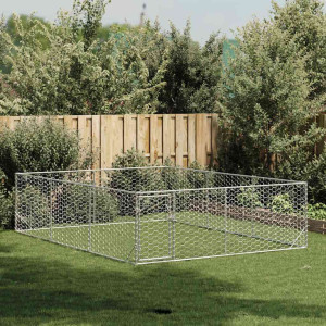 Canisa De Exterior Pentru Caini Cu Usa 3X4X1 M Otel Galvanizat