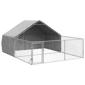 Canisa De Exterior Cu Alergare 4X3X1,9 M Otel Galvanizat