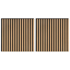 Panouri Acustice De Perete 2 Buc Șipci 60,5X60 Cm Furnir Stejar