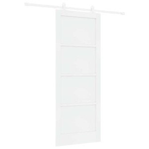 Set De Uși Glisante Alb 83 X 211 Cm Lemn Masiv De Pin Și Oțel