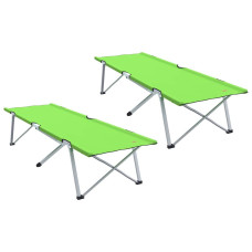 Pat Pliabil Pentru Camping 2 Pcs Verde Închis 62 X 194 X 42 Cm