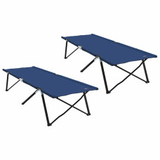Pat Pliabil Pentru Camping 2 Pcs Albastru 206 X 76 X 74 Cm