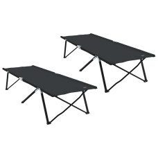 Pat Pliabil Pentru Camping Manual 2 Pcs Negru 206 X 76 X 74 Cm