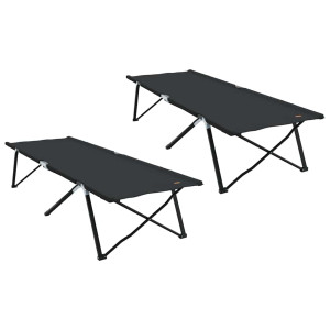 Pat Pliabil Pentru Camping Manual 2 Pcs Negru 206 X 76 X 74 Cm