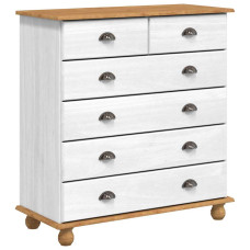 Comodă Cu Sertar Askim Alb 91 X 40 X 95.5 Cm Lemn Masiv De Pin