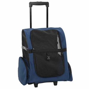 Cărucior Pentru Animale De Companie 3 În 1, Design Albastru, 48X32X(57-106) Cm, Material Oxford