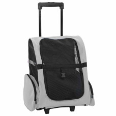 Cărucior Pentru Animale De Companie 3 În 1, Gri, 48X32X(57-106) Cm, Material Oxford