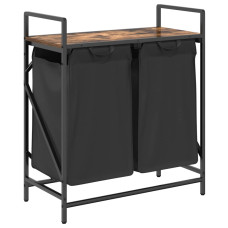 Coș De Rufe 2 Compartimente Cu Raft Stejar Fumuriu