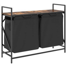 Coș De Rufe 2 Compartimente Cu Raft Stejar Fumuriu