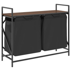 Coș De Rufe 2 Compartimente Cu Raft Stejar Maro