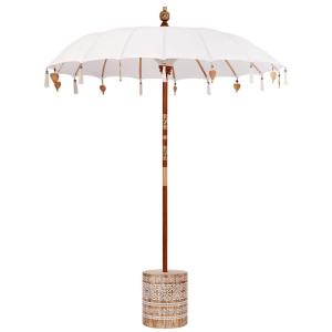 Parasol Balinez 260 Crem 180-190 Cm Bumbac Și Lemn Masiv