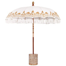 Parasol Balinez 260 Crem 210-220 Cm Bumbac Și Lemn Masiv