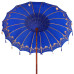 Parasol Balinez 260 Albastru 210-220 Cm Bumbac Și Lemn Masiv