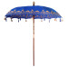 Parasol Balinez 260 Albastru 210-220 Cm Bumbac Și Lemn Masiv
