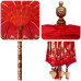 Parasol Balinez 260 Roșu 210-220 Cm Bumbac Și Lemn Masiv