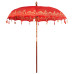 Parasol Balinez 260 Roșu 210-220 Cm Bumbac Și Lemn Masiv
